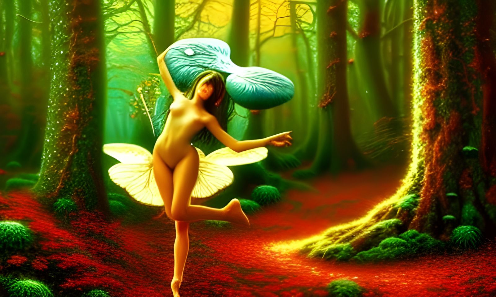 Forest Nymph's Dance in Hyperrealistic Style