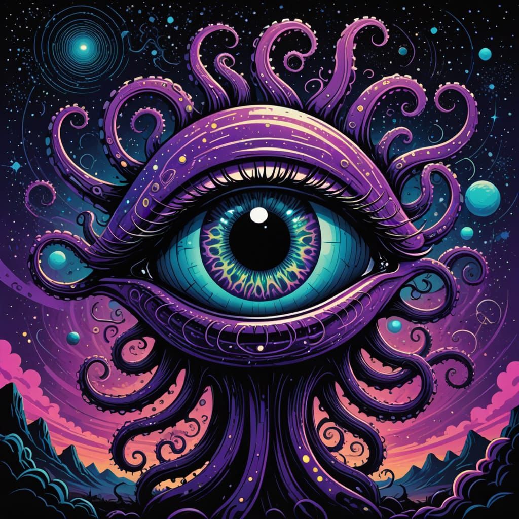 Cosmic Horror Eye with Twisted Tentacles