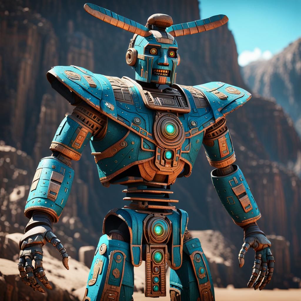 Ancient Incan Robot: Detailed Matte Painting