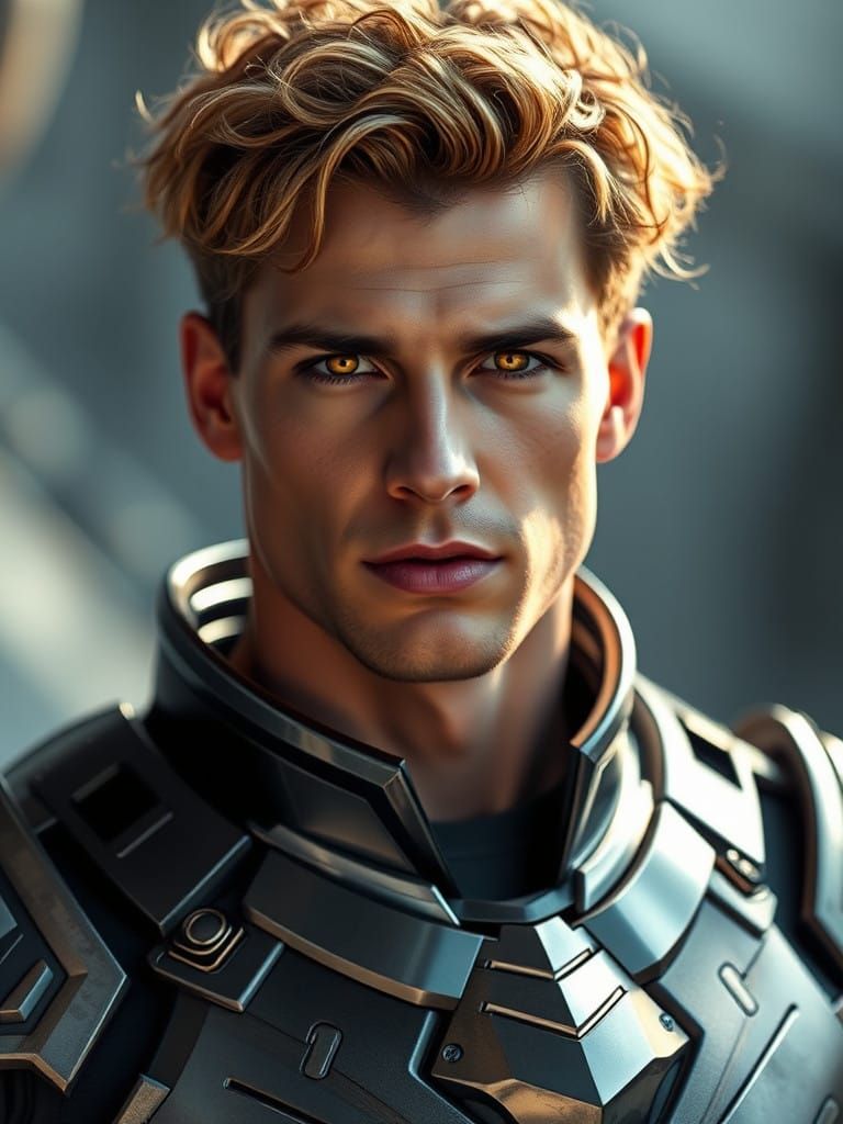 Confident Warrior in Futuristic Armor