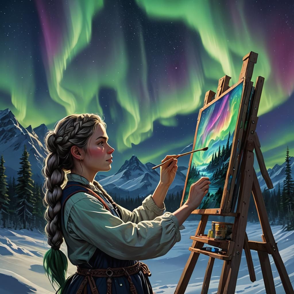 Moonlit Painter Inspired by Northern Lights