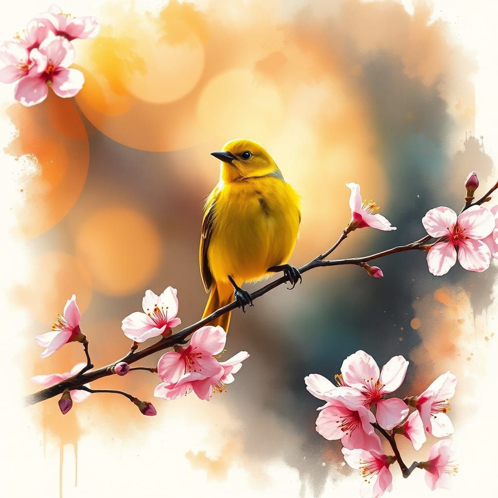 Surreal Impressionist Bird Scene in Vibrant Colors and Expre...