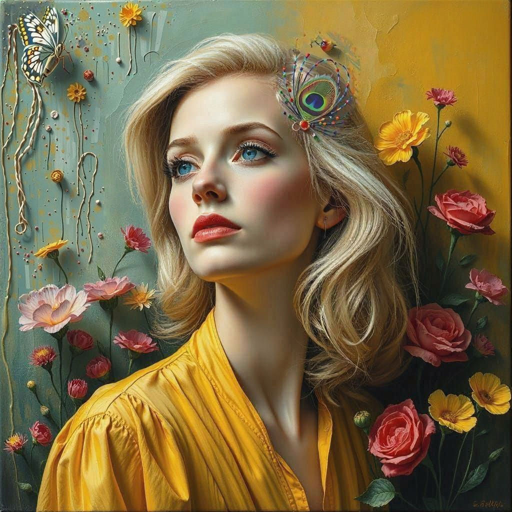 Surreal Woman in Garden, Salvador Dali Style