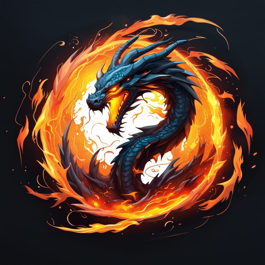 Majestic Lightning Dragon in Circular Vector Art