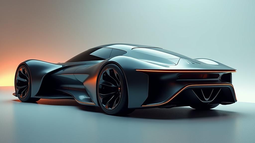 Futuristic Car Design with Gleaming Gold Trim