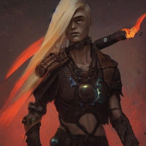 Fierce Androgynous Warrior in Dystopian Landscape