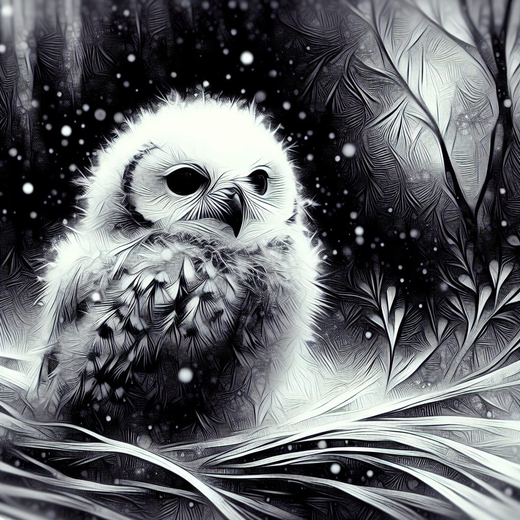 Moodful Winter Scene in Vibrant Ink Style