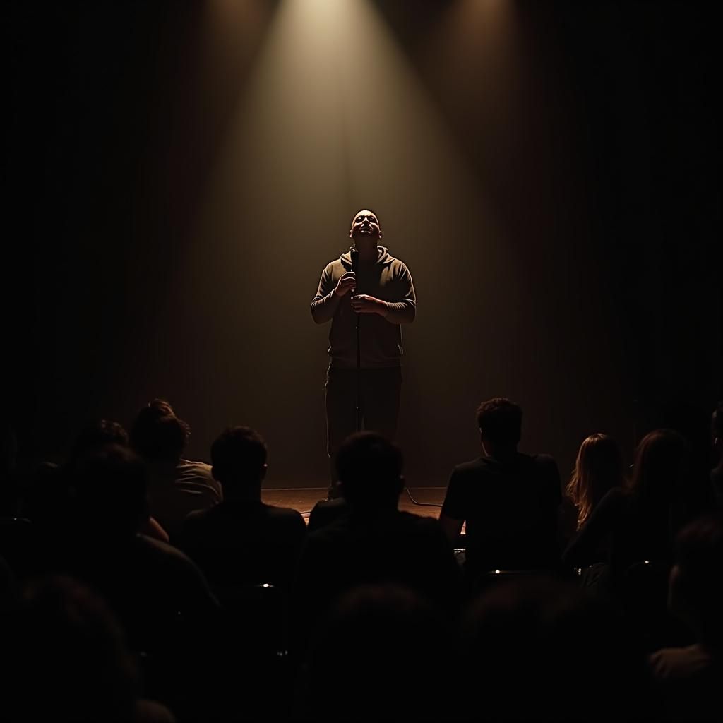 Stand-Up Comedian on Stage in Cinematic Lighting