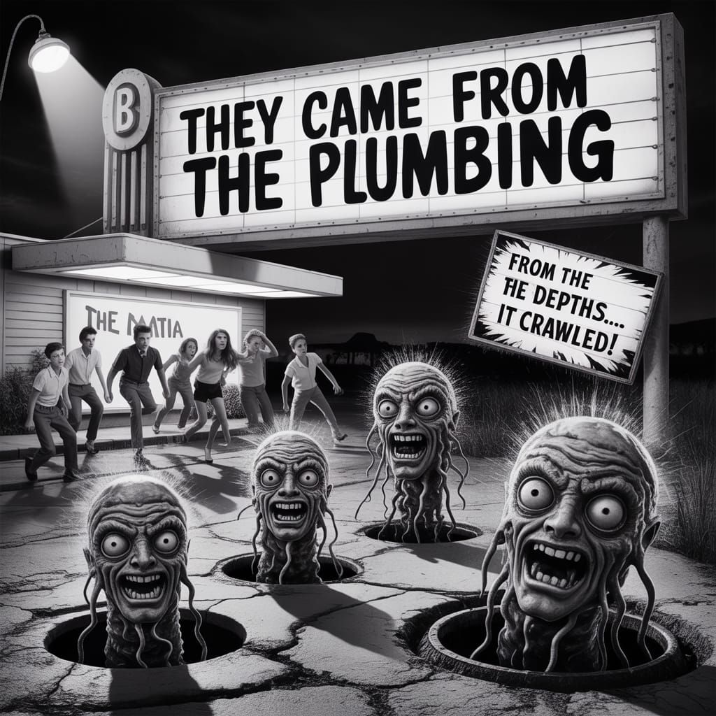 1958 Atomic Horror: Mutated Sewer Creatures Erupt From Manho...