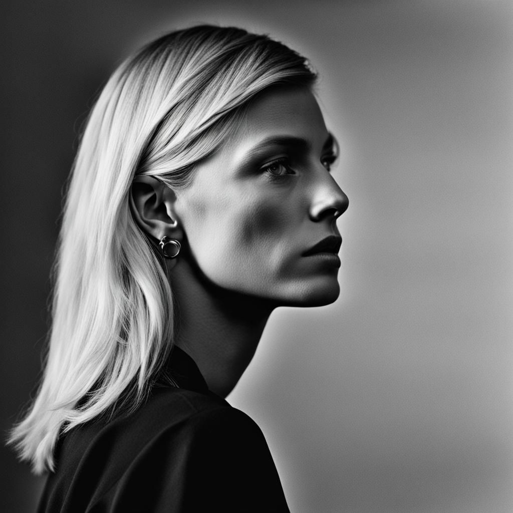 Beautiful Blonde Woman in Chiaroscuro Portrait