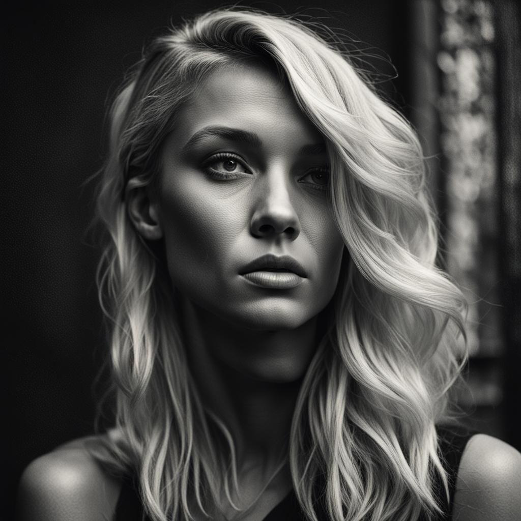 Striking Portrait of Blond Woman in Chiaroscuro