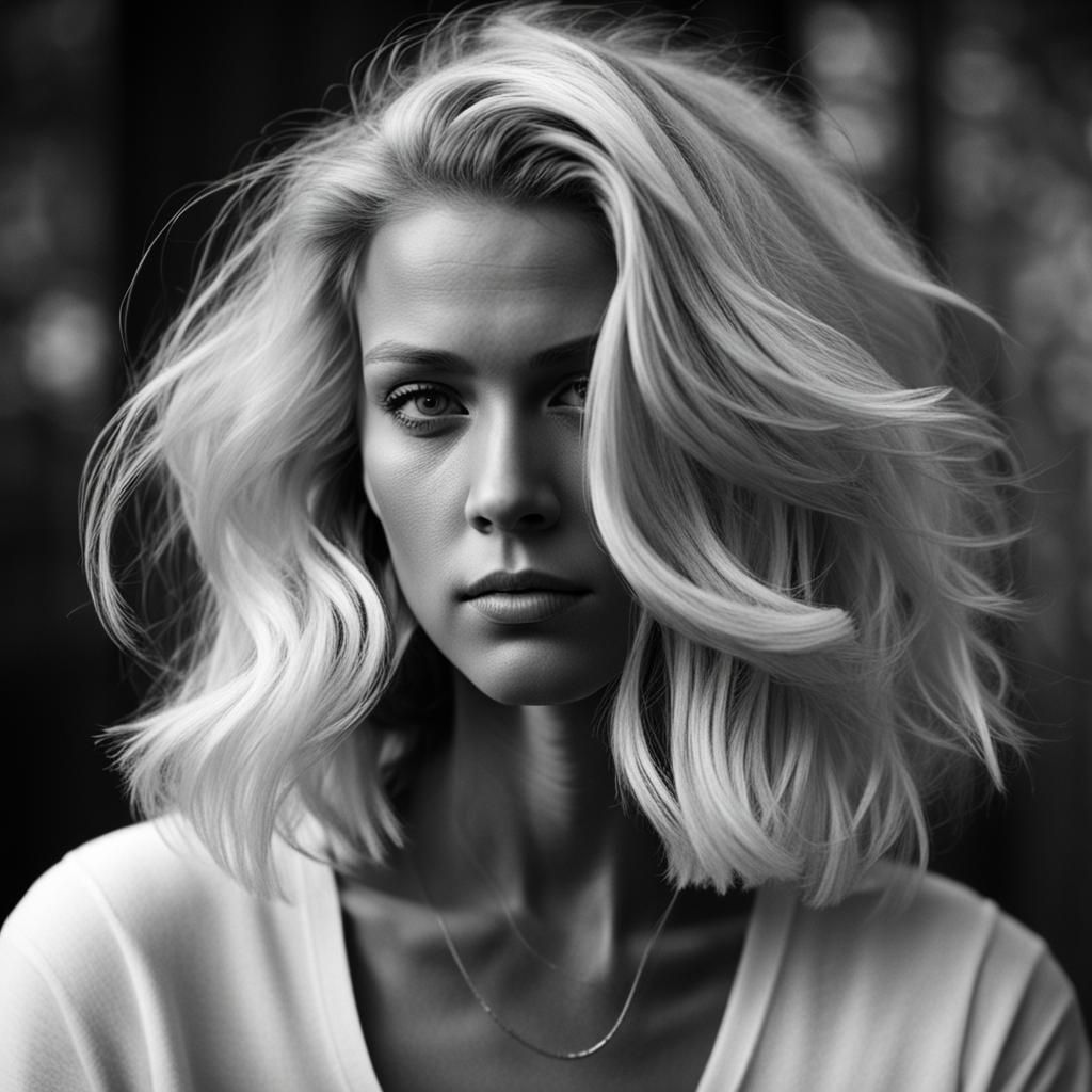 Beautiful Blond Woman in Chiaroscuro Lighting