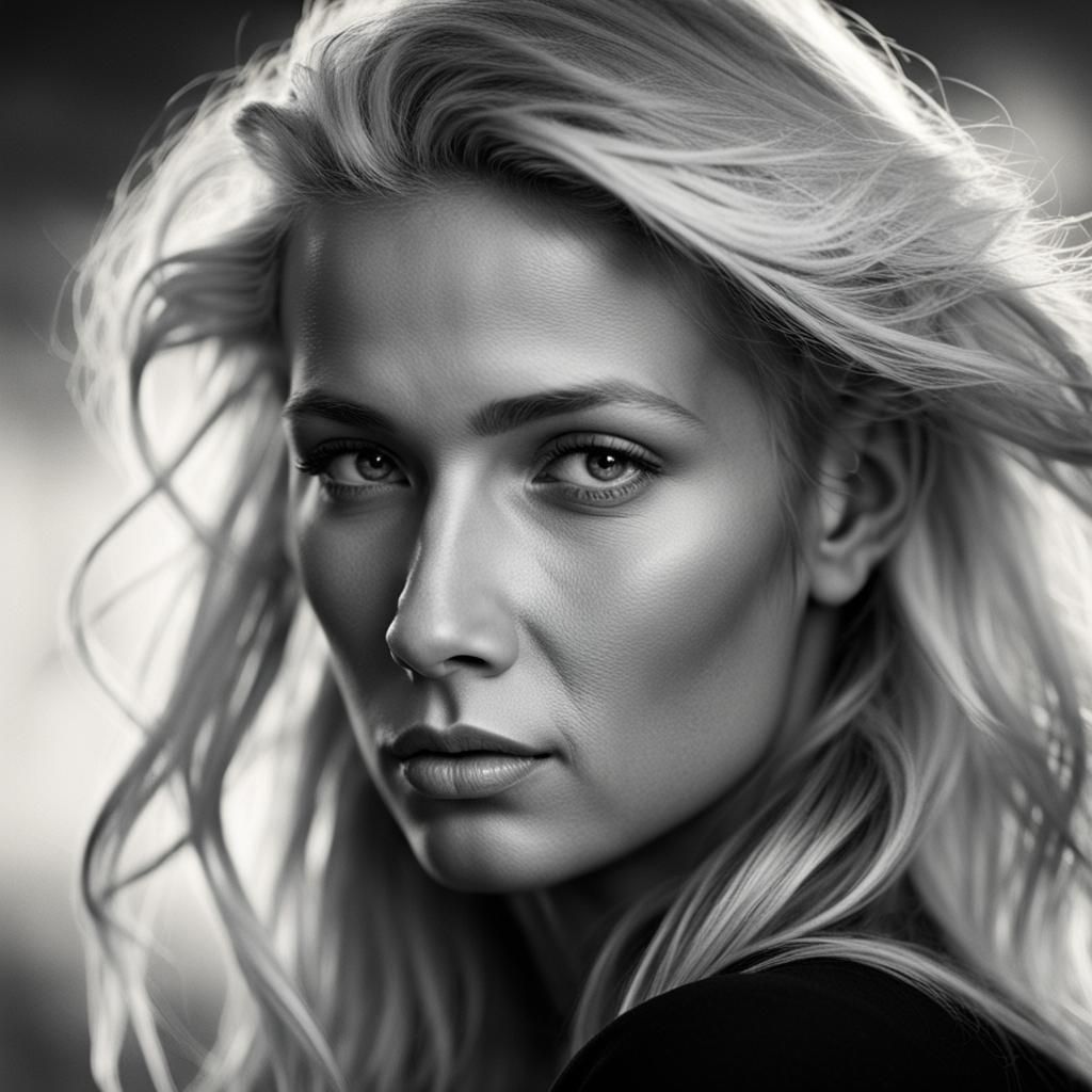 Striking Portrait of a Blonde Woman in Chiaroscuro