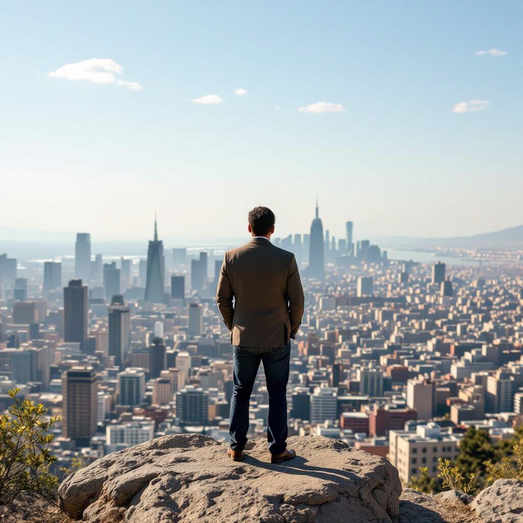 Overlooking Cityscape: Abstract Expressionist Painting