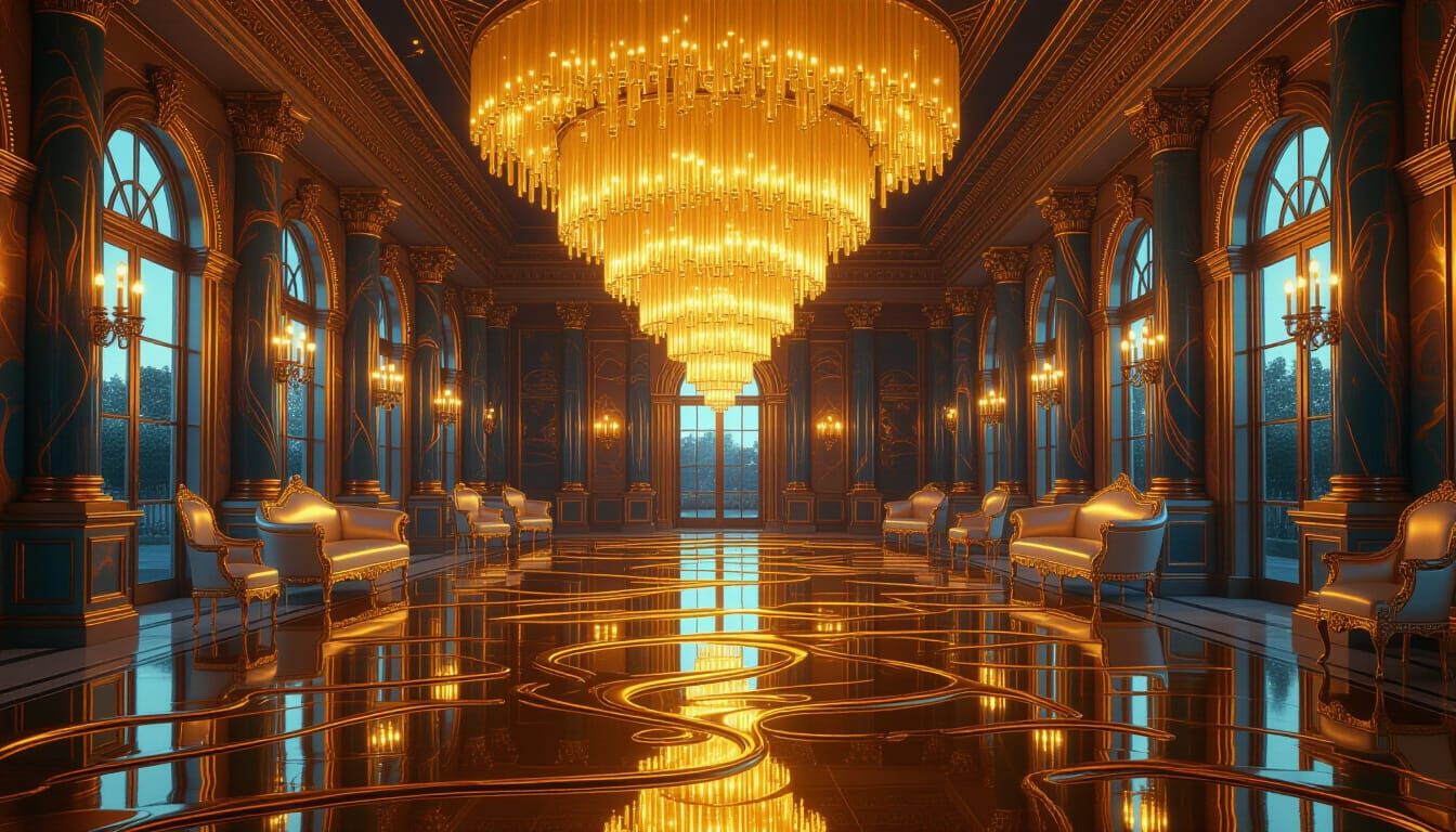 Opulent Golden Ballroom with Mercury Furniture