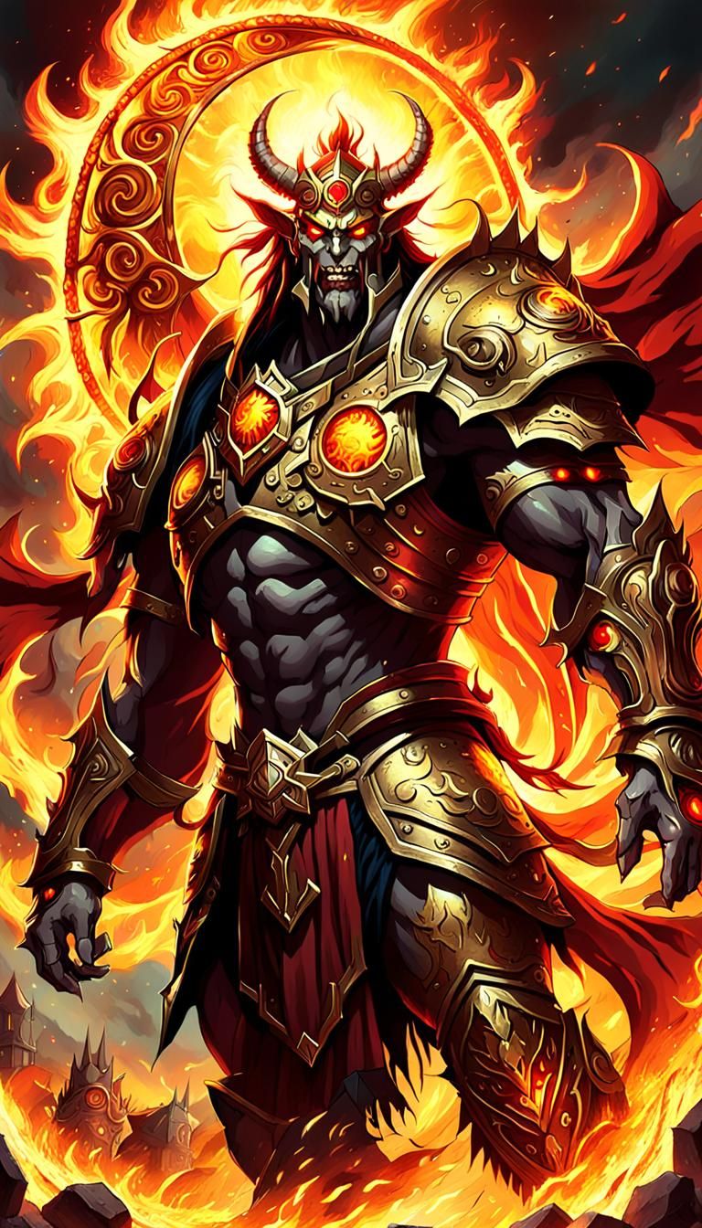 Demonic Sun God in World of Warcraft Style