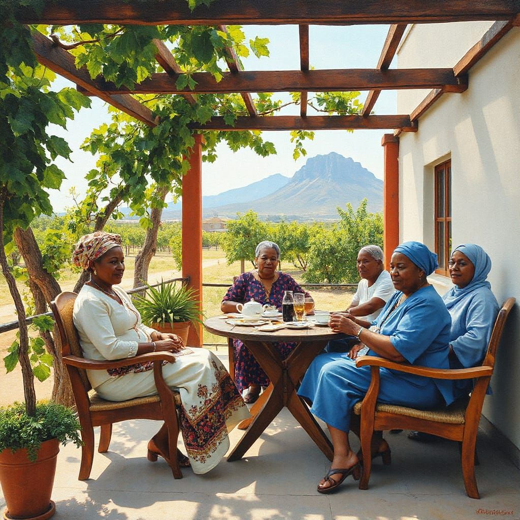 South African Village Life in Impressionist Style