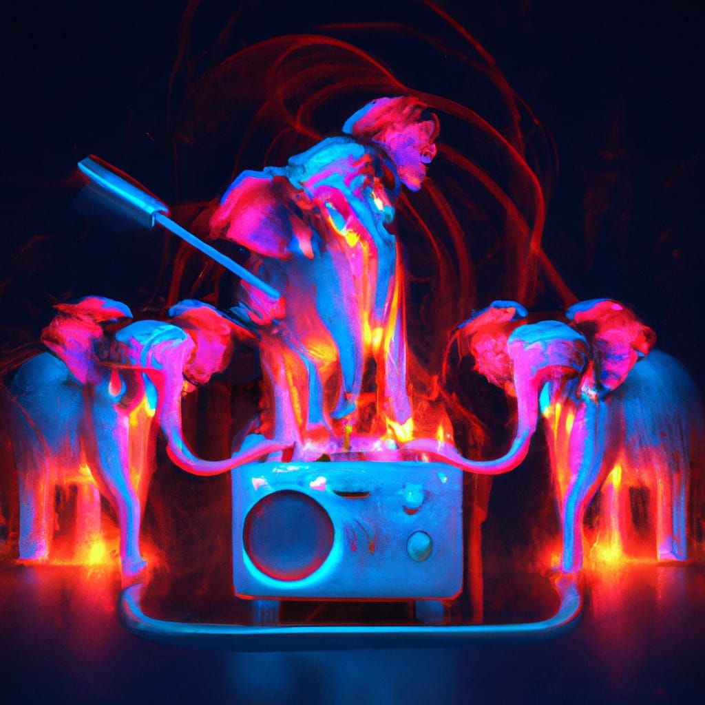 Elephants Use Haunted Mixers in Synthwave Style