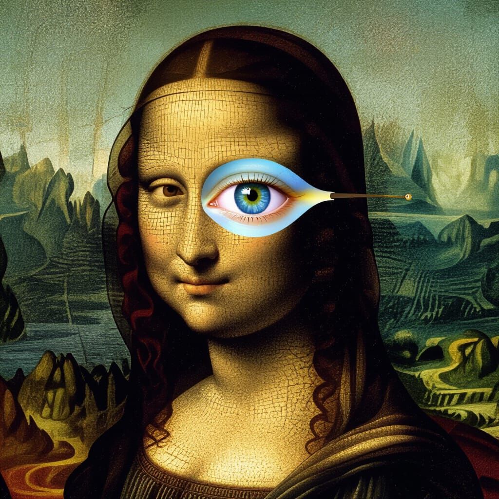 Mona Lisa in Eye Painting by Leonardo da Vinci Style