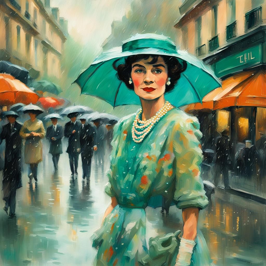 Vintage Chanel coco with a Tiffany Dress Portrait in the rai...