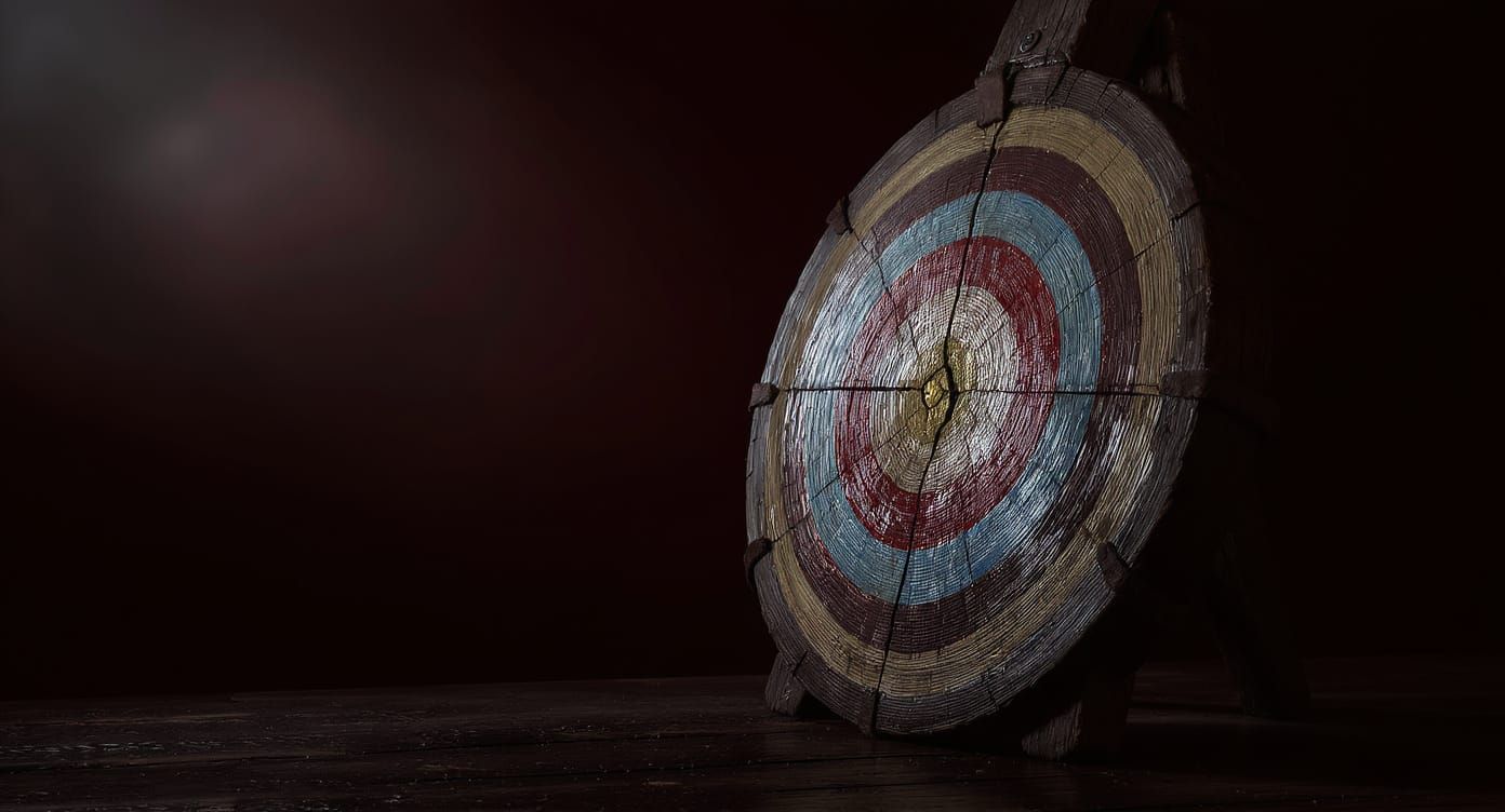 Medieval Archery Target in Dramatic Lighting