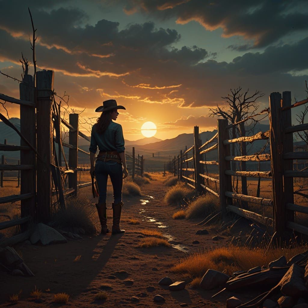 Rebellious Cowgirl in a Vivid, Surrealist Dreamscape
