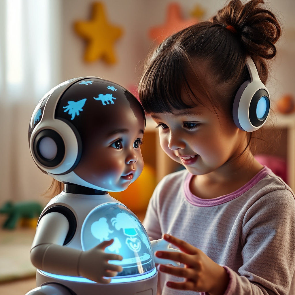 Child Plays with Hologram Projector Toy