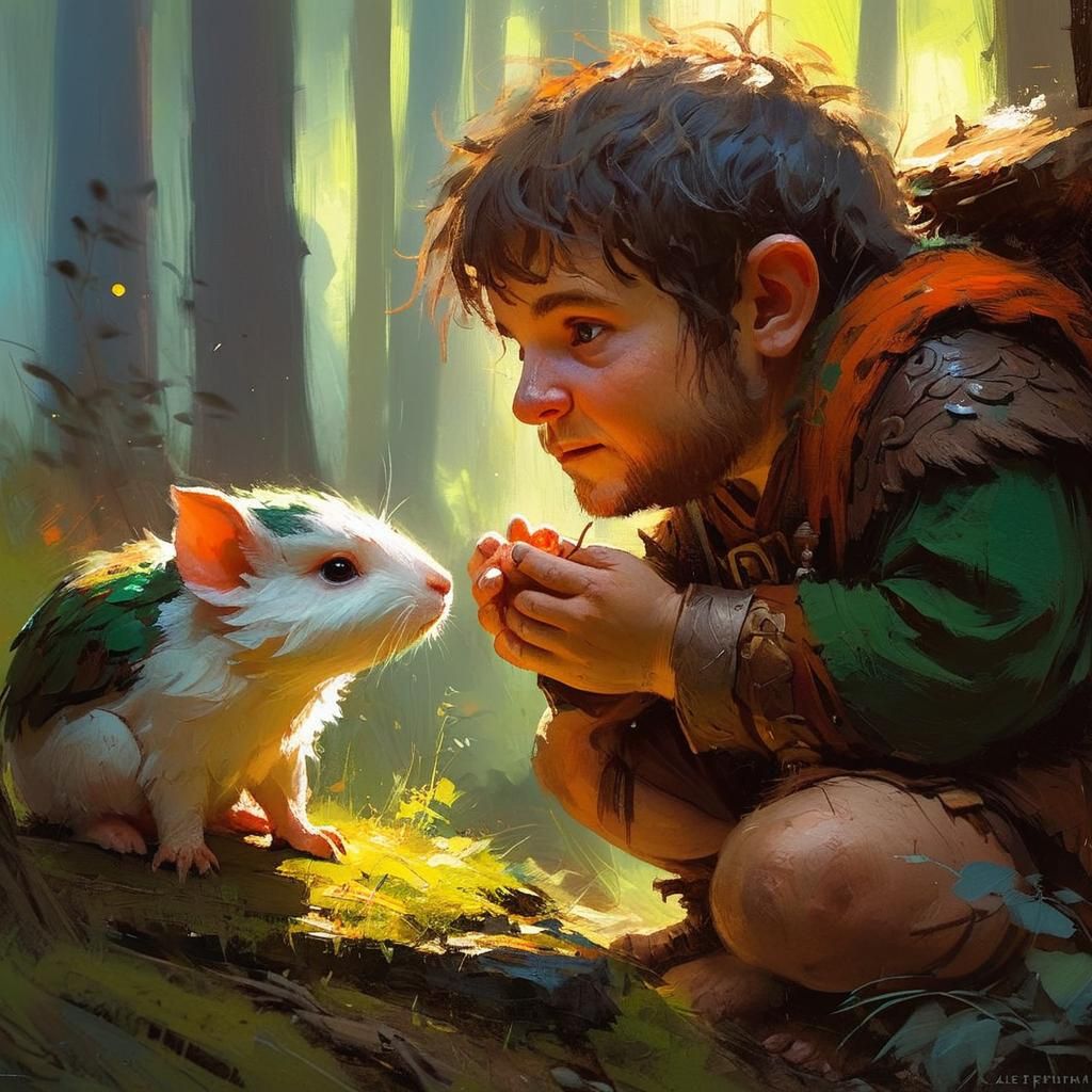 Chubby Halfling Druid's Forest Conversation