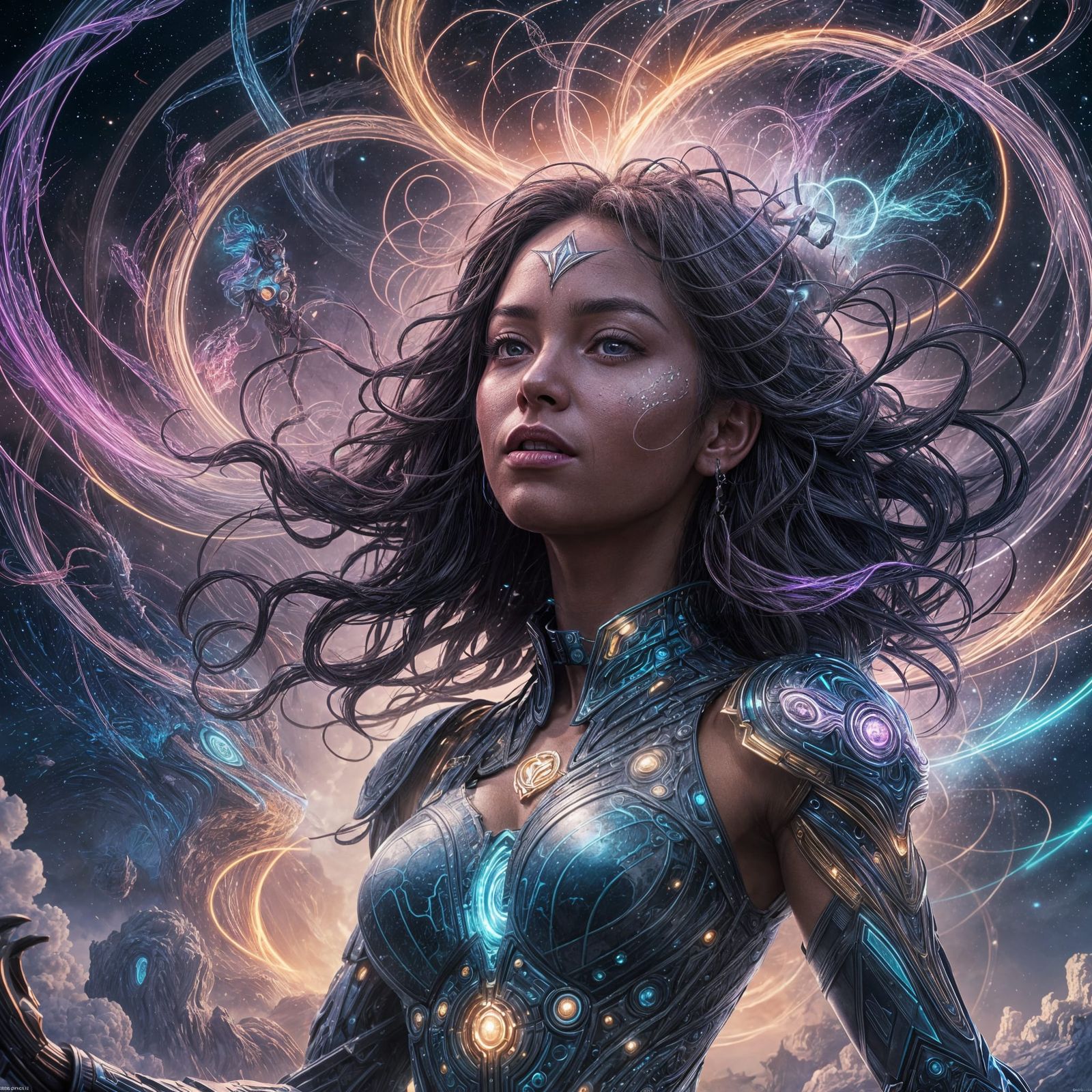 Fantastical Quantum Woman in Detailed Matte Painting