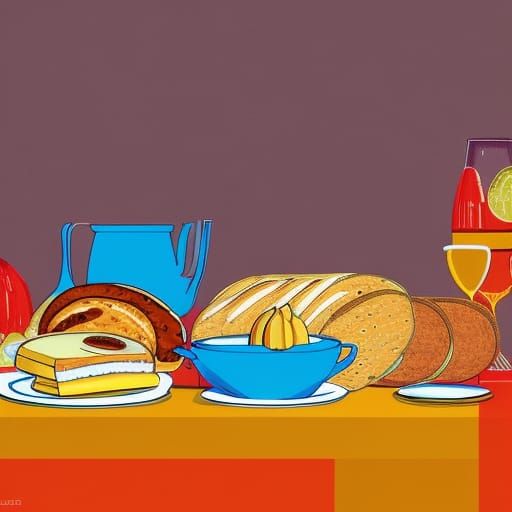 Pop Art Breakfast Still Life in Triadic Colors