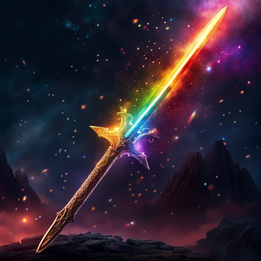 Excalibur Rainbow Sword in Fiery Galaxy
