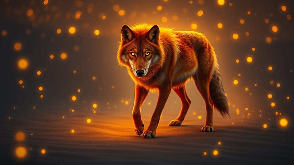 Ethereal Desert Wolf with Golden Aura
