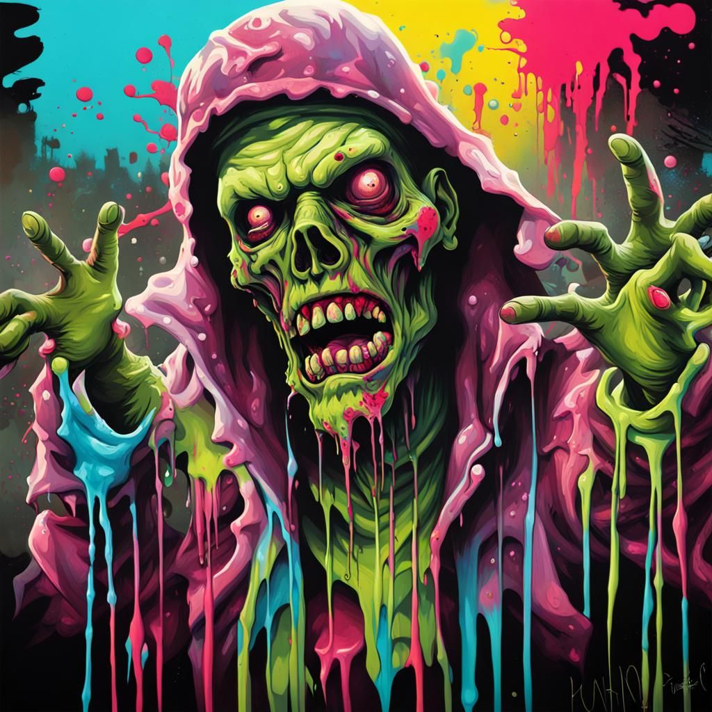Zombie Rave in Graffiti Street Art Style