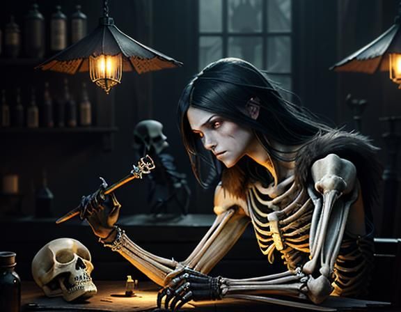 Furry Skeleton Bone Repair: Dark Fantasy Art