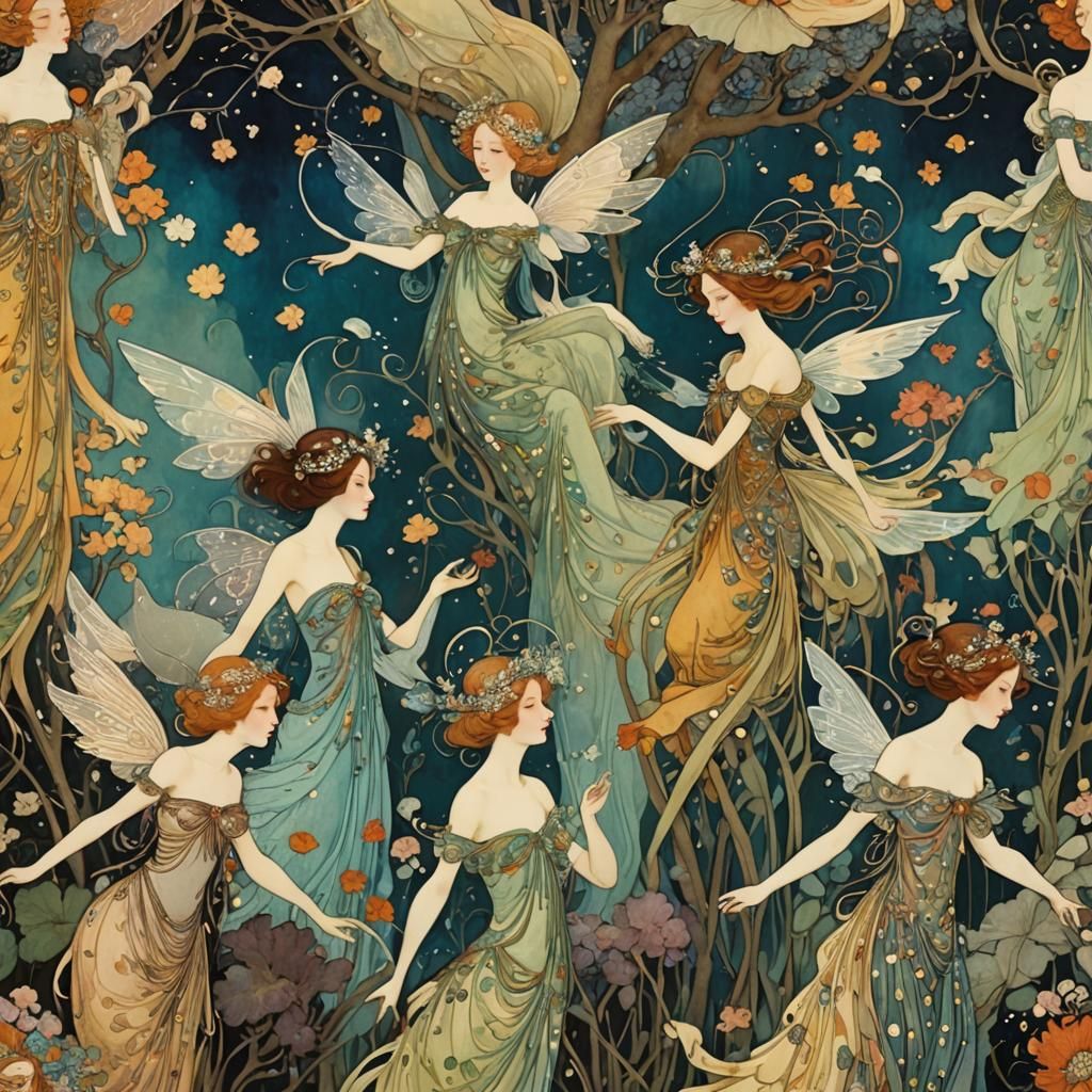 Polychromatic Nymphs as Graffiti Splash Art