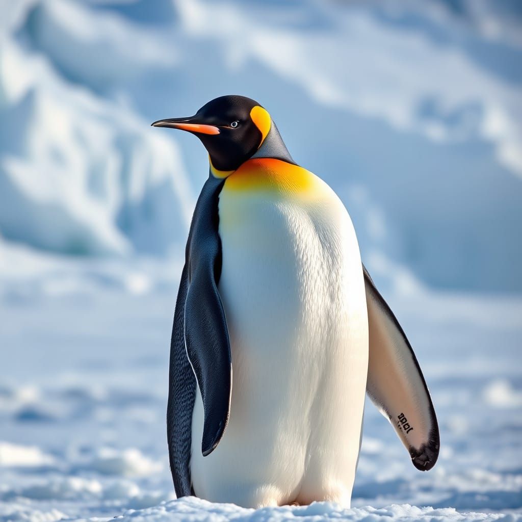 Regal Emperor Penguin in Pristine Snowy Landscape