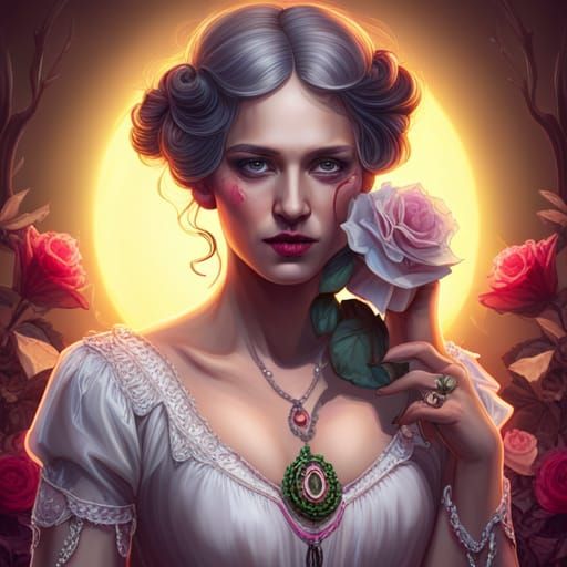 Ghost of Rose: High Gothic Portrait in Crimson