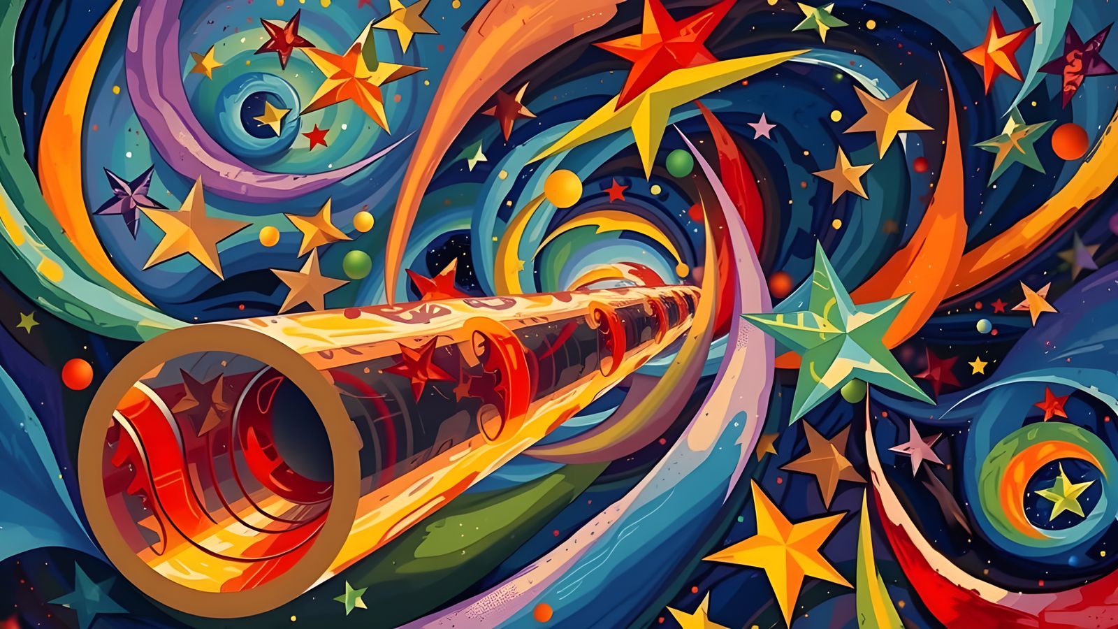 Reflective Cylinder Mirrors Kandinsky Stars in Cosmos