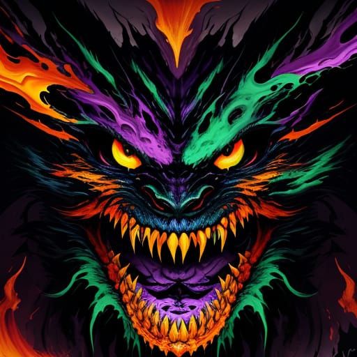 Demonic Hellscape in Abstract Expressionist Style