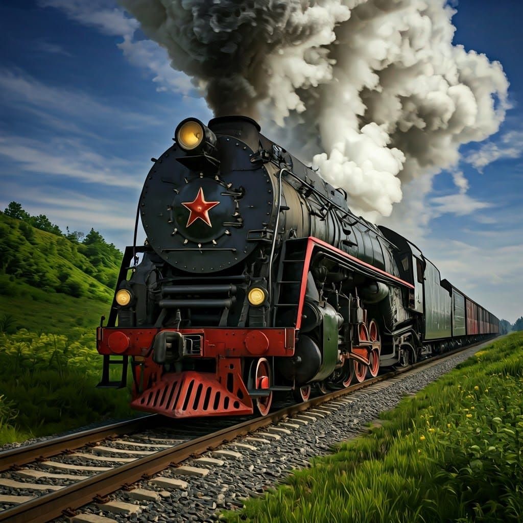 Romanian Steam Train with Hasidic Jews: Fantasy Art