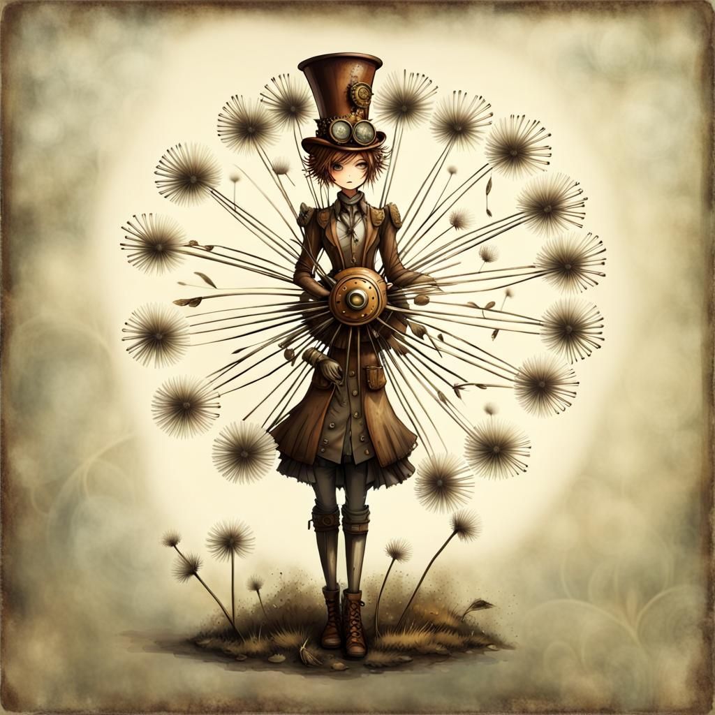 Steampunk Dandelion with Seedfluff Fantasy