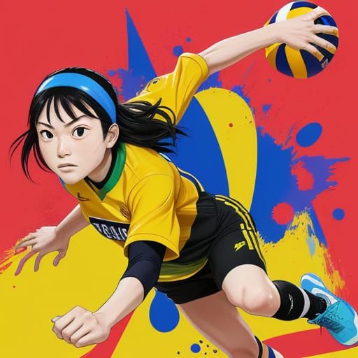 Vibrant Young Volleyball Player in Action