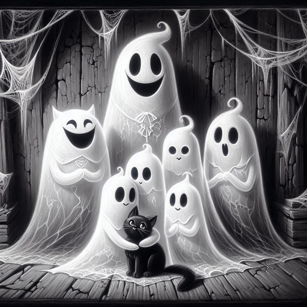 Ethereal Ghost Family Portrait in Gothic Style