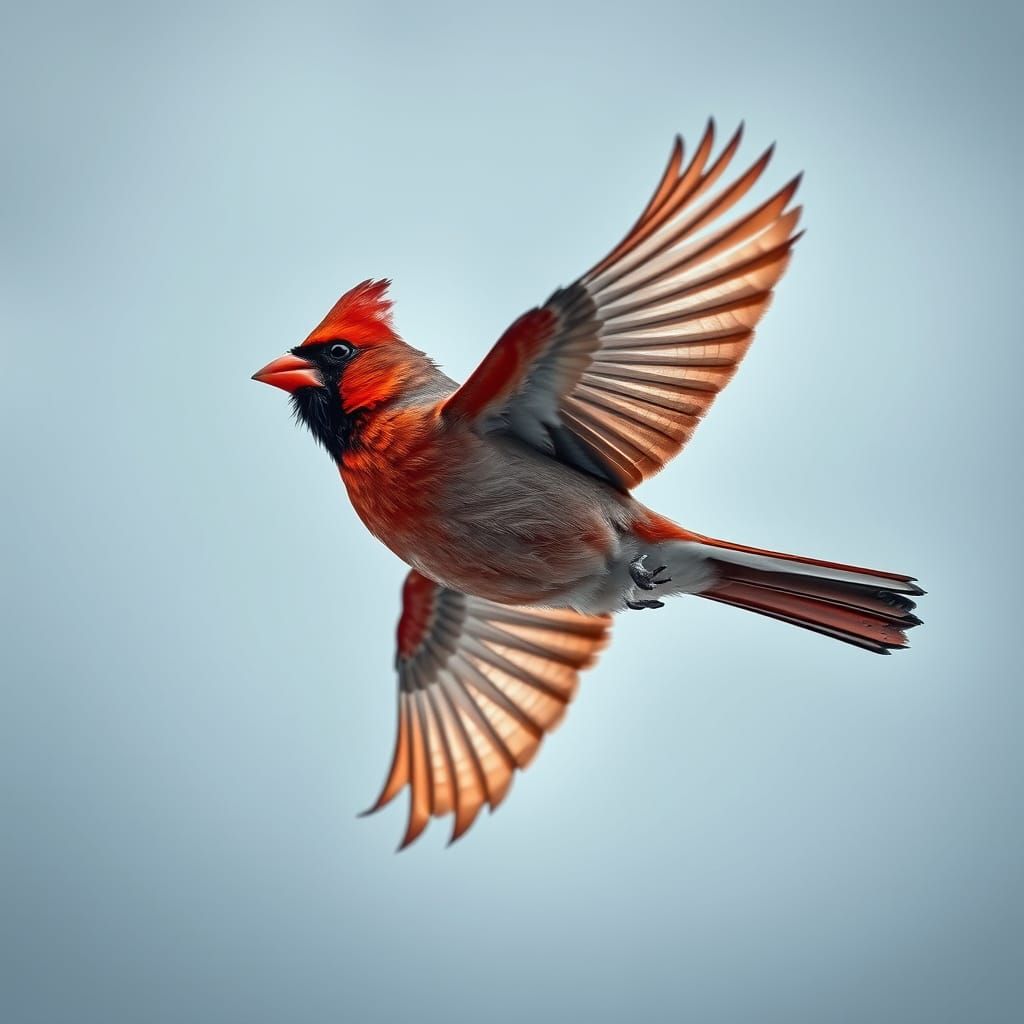 Cardinal in Flight: Hyperrealistic Bird Photography