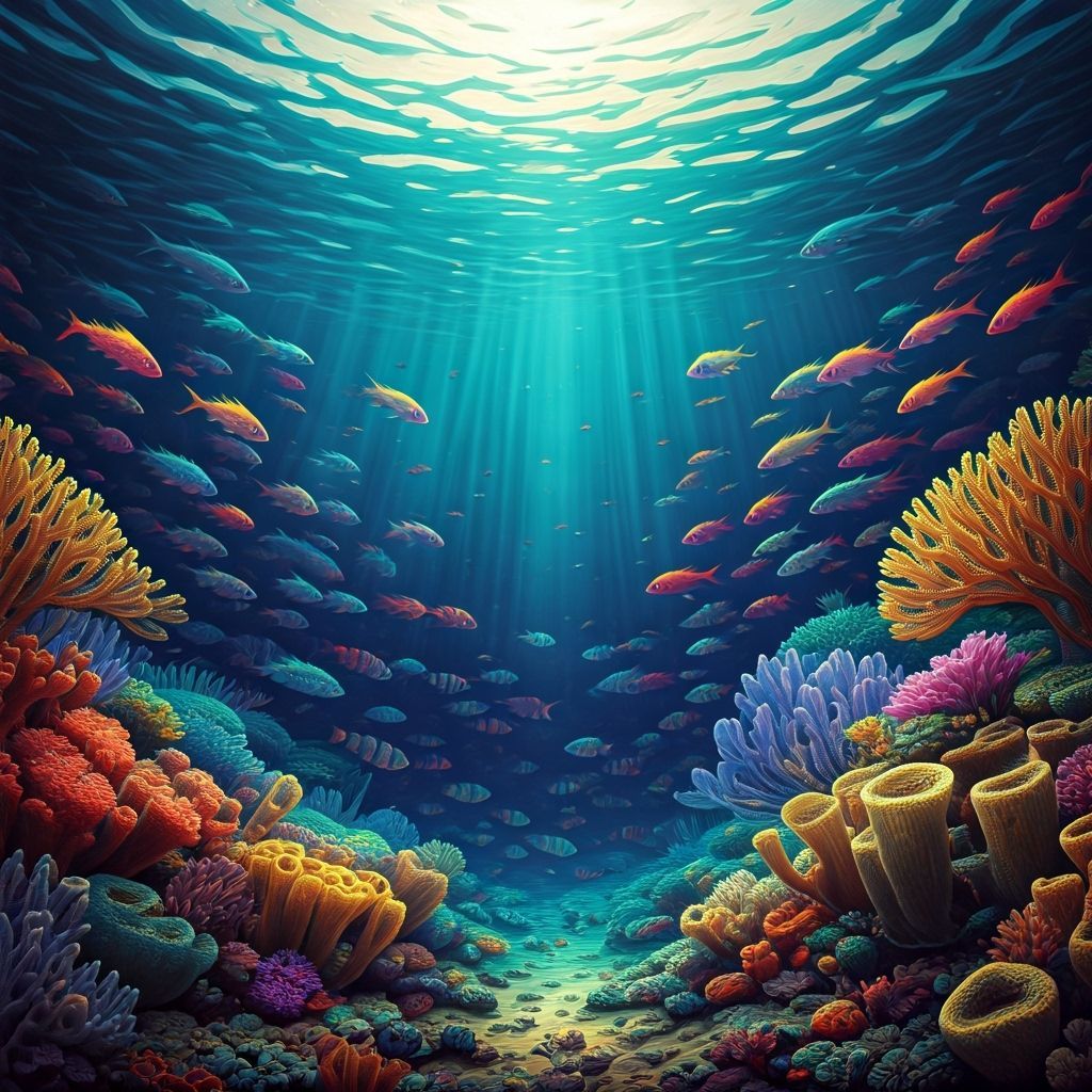 Luminous Underwater Coral Reef Scene