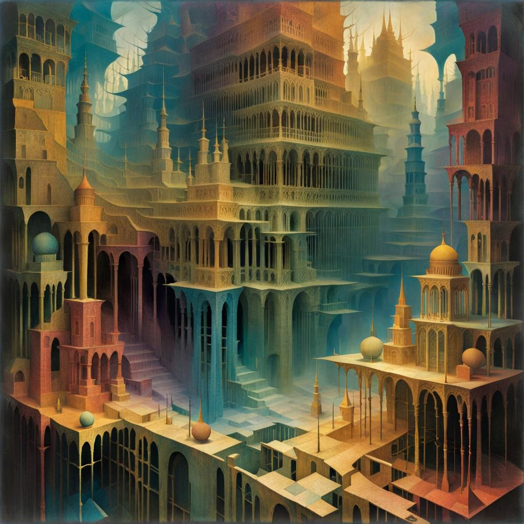 Cracked Collage in Cel-Shaded Chiaroscuro Style