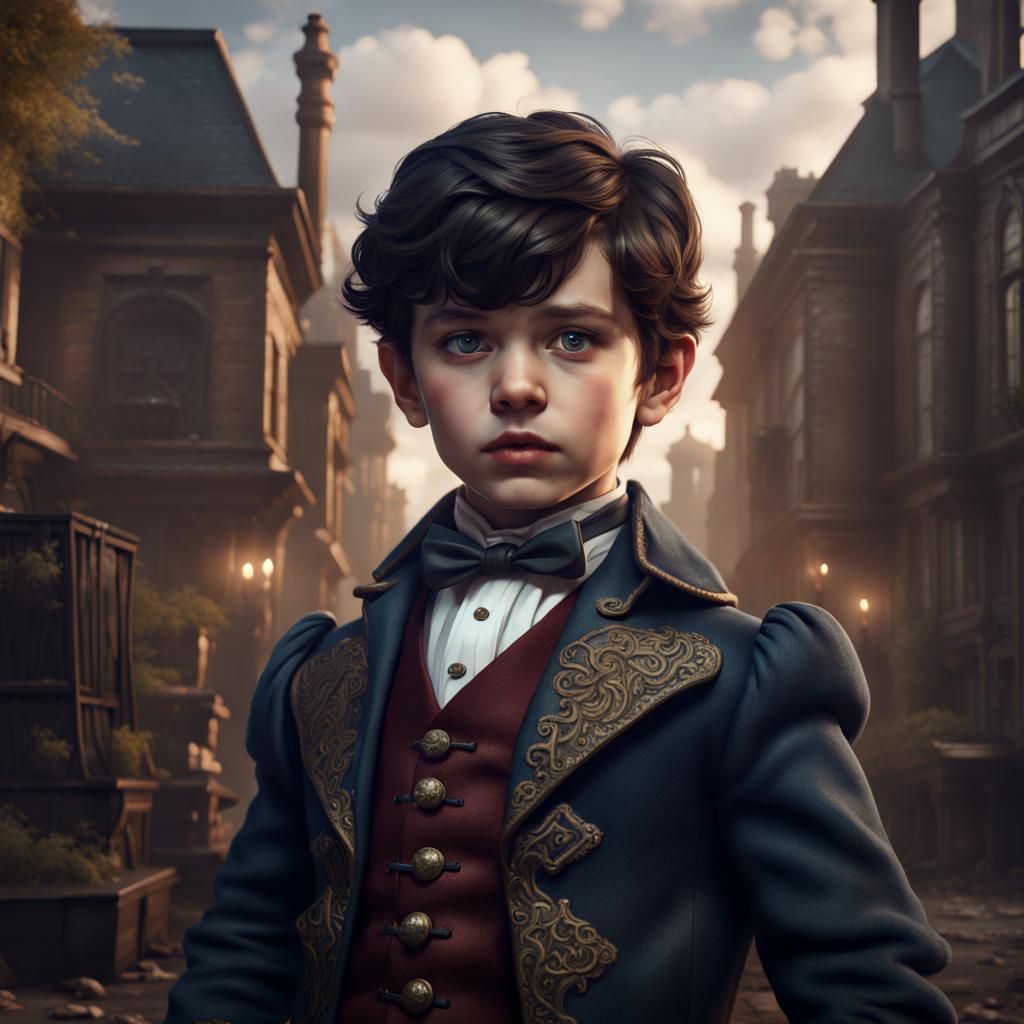 Victorian Boy: Detailed Matte Painting in Deep Color