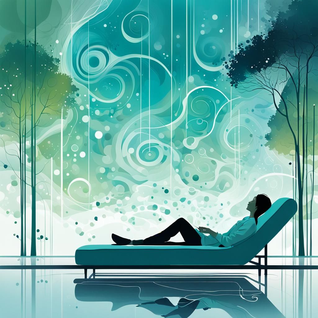 Resting in Abstract Dreamscape: Digital Illustration