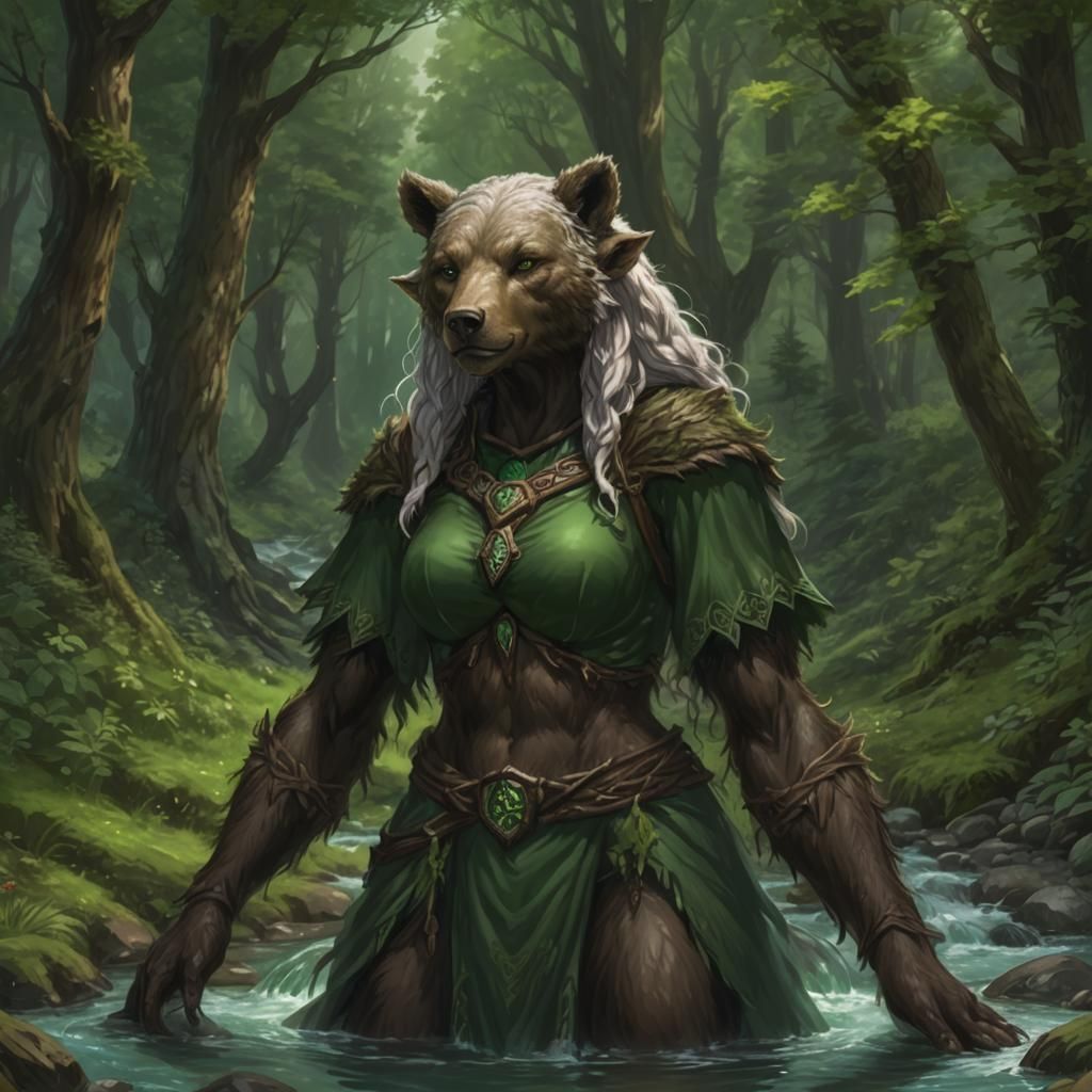 Elf Druid Animorph Mid-Transformation, D&D Art