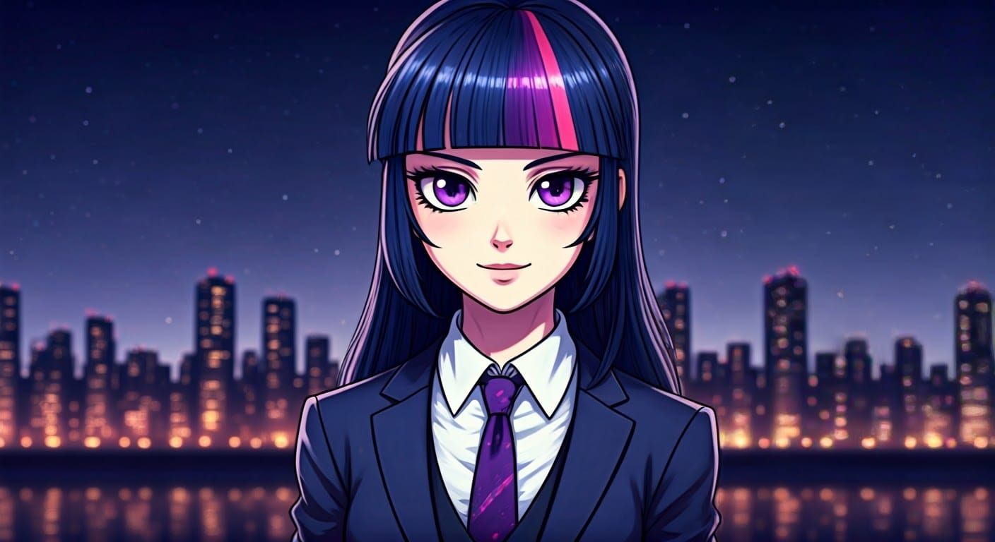 Twilight in Sophisticated Suit: Anime-Inspired Spy Portrait
